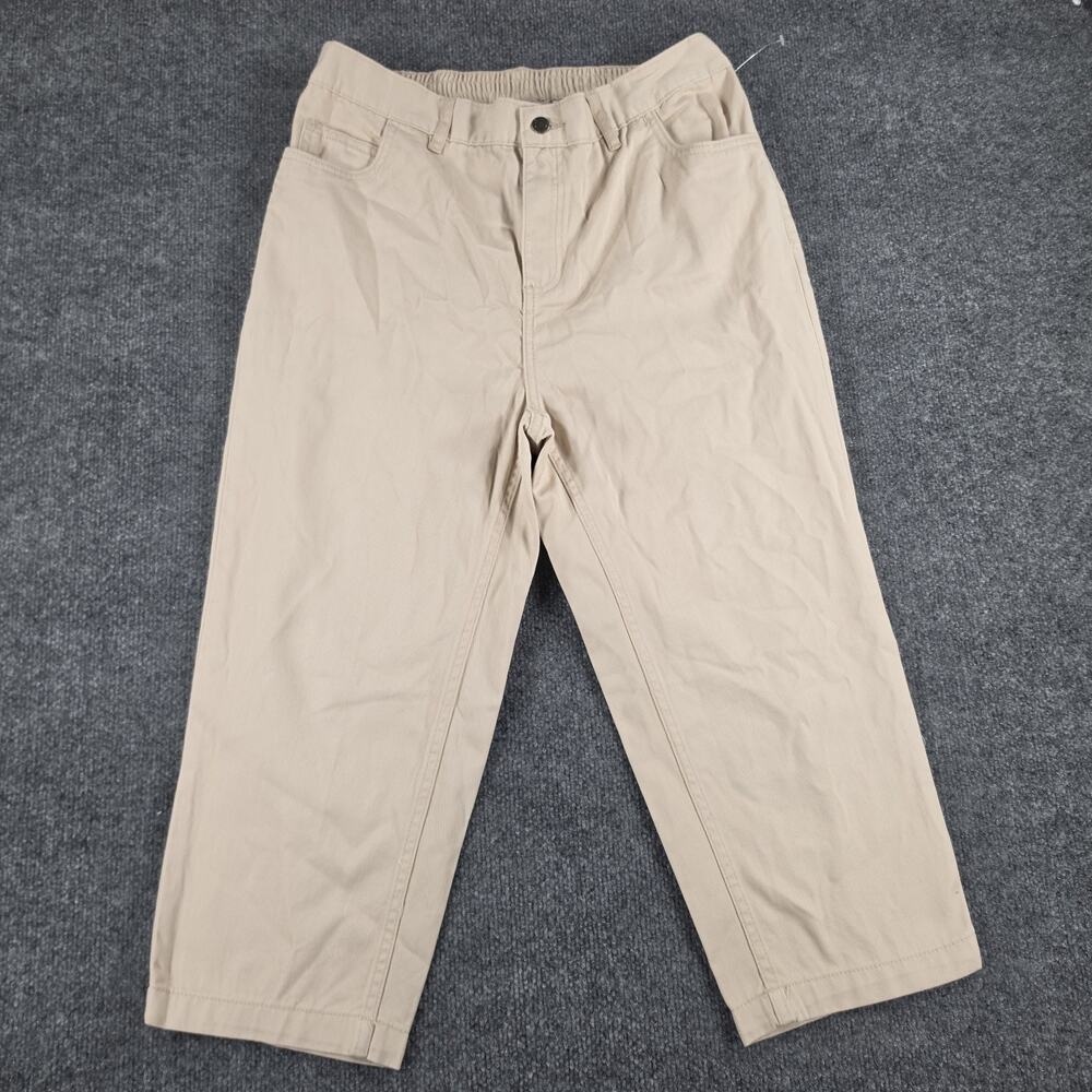 Woman Within Women's 12W Beige Khaki Capri Pants Elastic Waist Casual